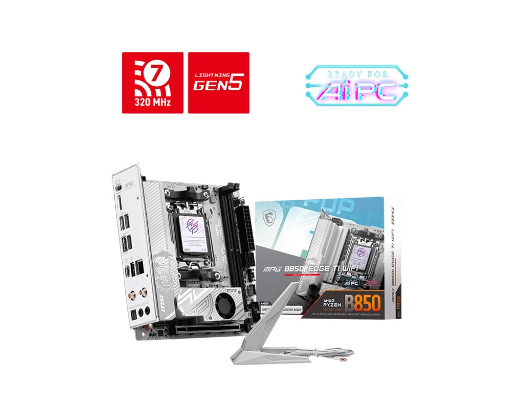 MSI MPG B850I EDGE TI WIFI AM5 DDR5 8200MHZ(OC) HDMI 2X M.2 USB 20GBS 5G LAN WI-FI 7 MINI ITX