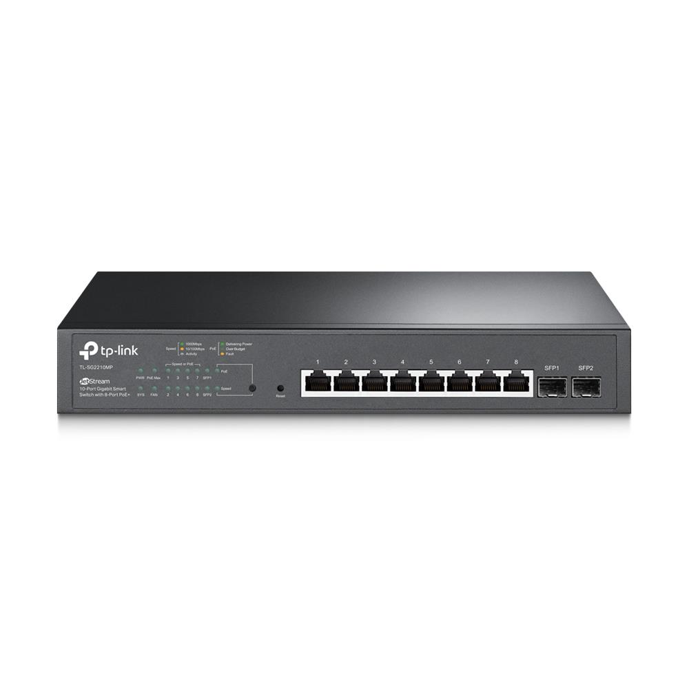 TP-LINK OMADA TL-SG2210MP 10 PORT GIGABIT 8 PORT POE+ 8XGIGABIT POE+PORTS 2XGIGABIT SFP SLOTS 150W RACKMONT SWITCH
