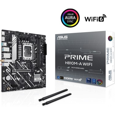 ASUS PRIME H810MA WIFI INTEL H810 LGA1851 DDR5 6400 DP HDMI CIFT M2 USB3 2 AX WIFI BT AURA RGB MATX 6+1+1+1 GUC ASAMALARI ASUS 5X PROTECTION III READY FOR ADVANCED AI PC