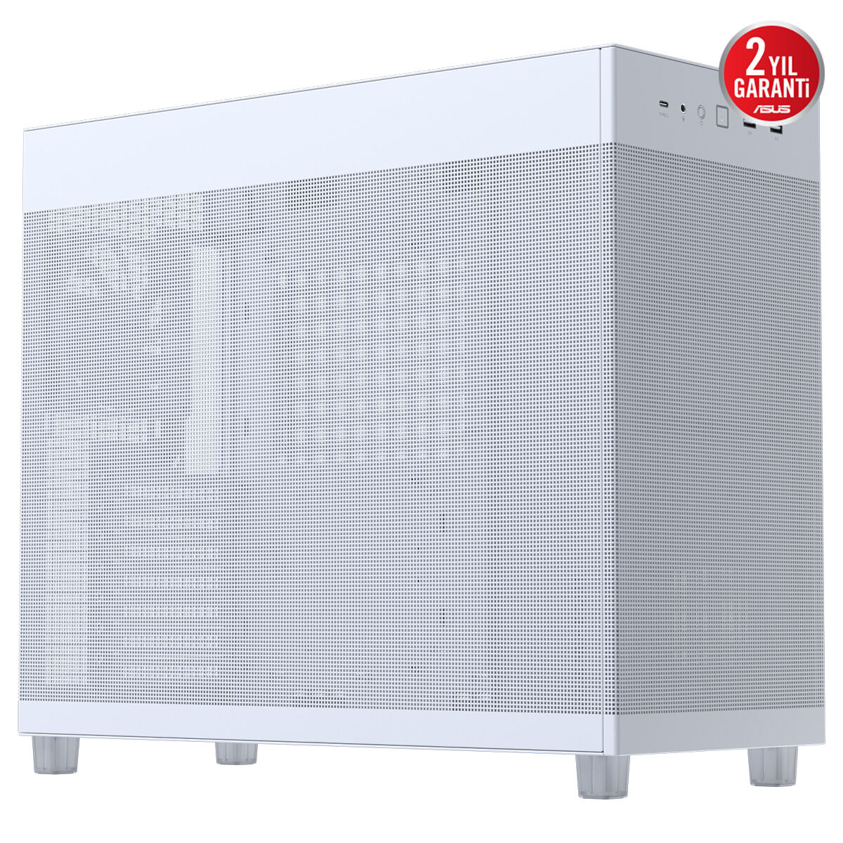ASUS PRIME AP303 MESH 44 LİTRE HACME SAHİP KOMPAKT KASA 360 MMYE KADAR EKRAN KARTI 60 MM KALINLIĞA KADAR 360 MM RADYATÖR VE 180 MMYE KADAR ATX PSU DESTEĞİ BEYAZ