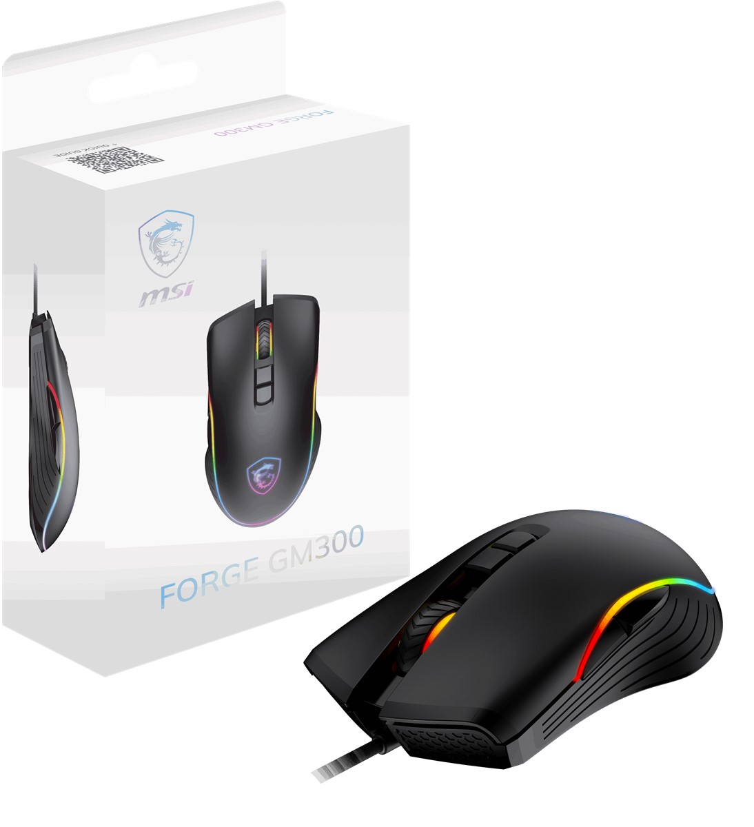 MSI GG FORGE GM300 GAMING MOUSE MAX 7200 DPI 118GR 1,5m KABLO OPTIK SENSOR MICRO SWITCH RGB LED Oyuncu Mouse