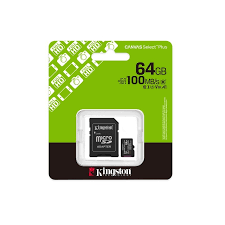 Kingston 64GB microSDXC Canvas Select Plus Gen3 100MB/s A1 Card + Adapter