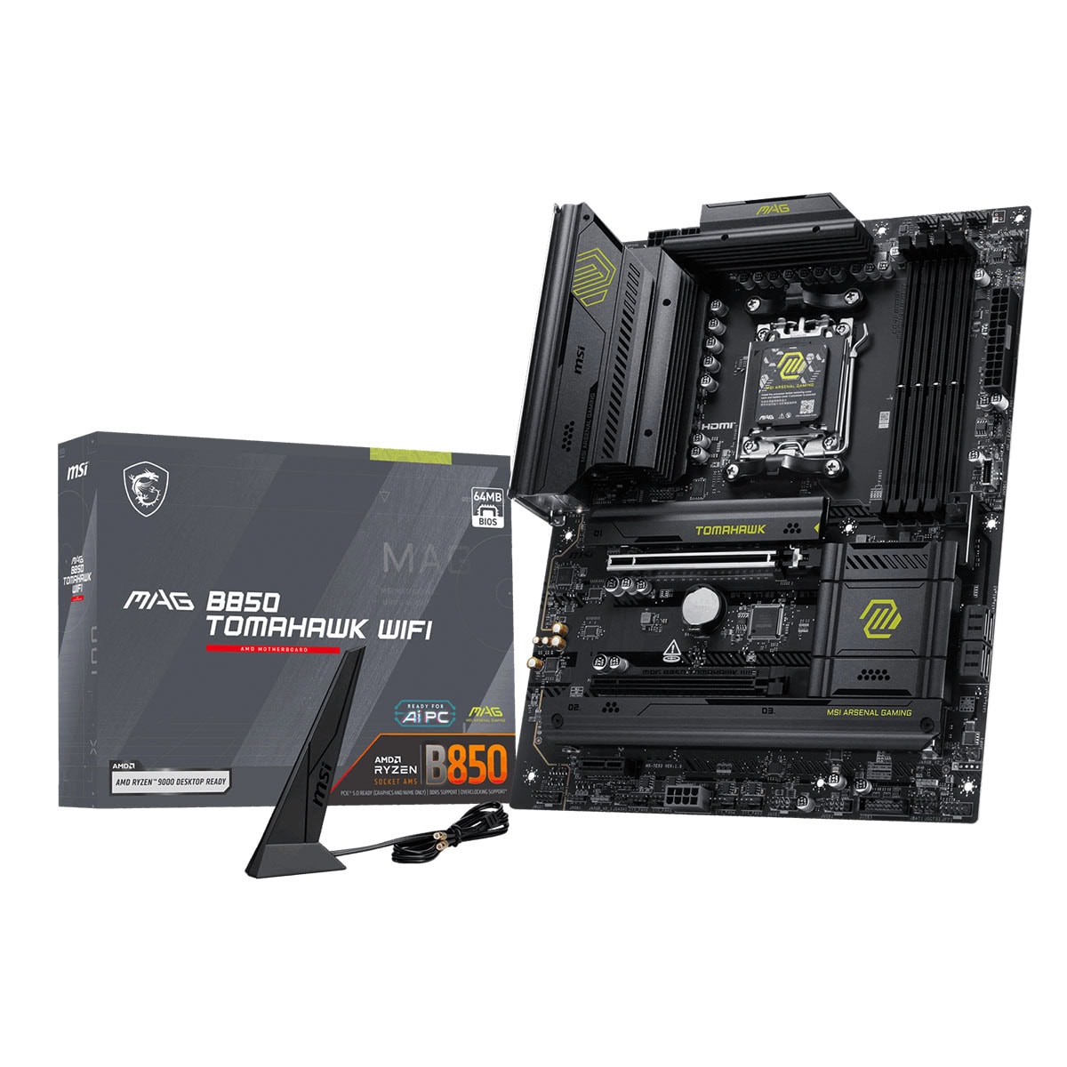 MSI MAG B850 TOMAHAWK WIFI DDR5 8200MHZ 1XHDMI 4XM.2 ATX AM5 (AMD AM5 9000/8000/7000 SERİLERİ İLE UYUMLU)