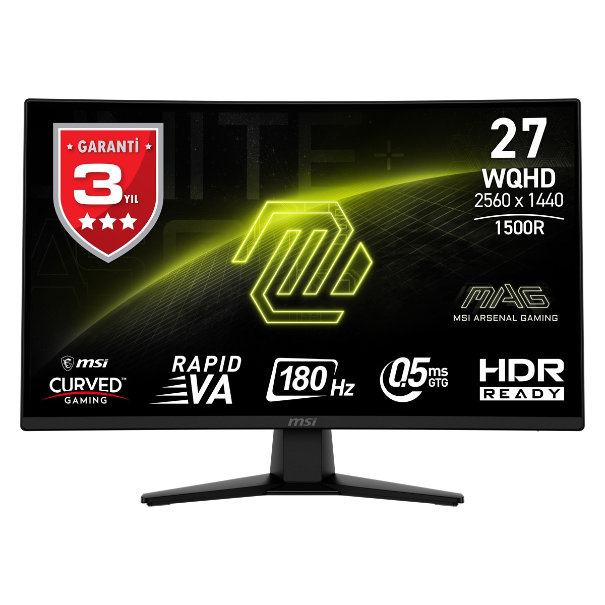 MSI 27 inc MAG 274CQF 2560x1440 (WQHD) CURVE 1500R RAPID VA 180HZ 0.5MS (GTG) ADAPTIVE-SYNC SIYAH GAMING MONITOR
