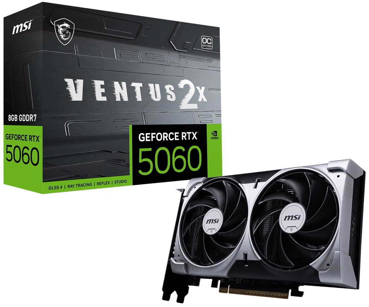 MSI VGA GEFORCE RTX 5060 8G VENTUS 2X OC RTX5060 8GB GDDR7 128B DX12 PCIE 5.0 X16 (3XDP 1XHDMI)