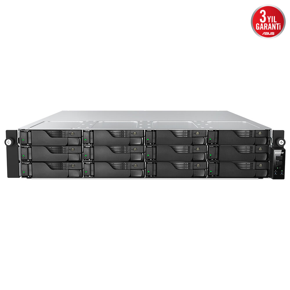ASUSTOR AS7112RDX INTEL E-2224 12 YUVALI (12X20TB DESTEĞİ) 8GB DDR4 ECC(128GB RAM DESTEĞİ) M.2 X2 1GBE X4 PCIE X3 USB 3.2 X6 PSU X2
