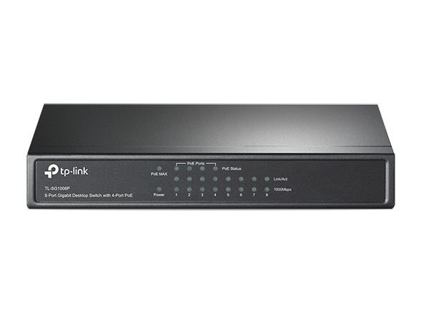 TP-LINK TL-SG1008P 8 Port 10/100/1000Mbps Masaustu Poe Siyah Çelik Kasa