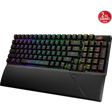 ASUS ROG STRIX SCOPE II 96 WL/NX SNOW/PBT/UK WIRELESS OYUNCU KLAVYESİ 3 FARKLI BAĞLANTI (2.4GHz RF, BLUETOOTH, KABLOLU) ROG NX SNOW MEKANİK SWITCH AURA SYNC RGB VE BİLEK DESTEĞİ İNGİLİZCE