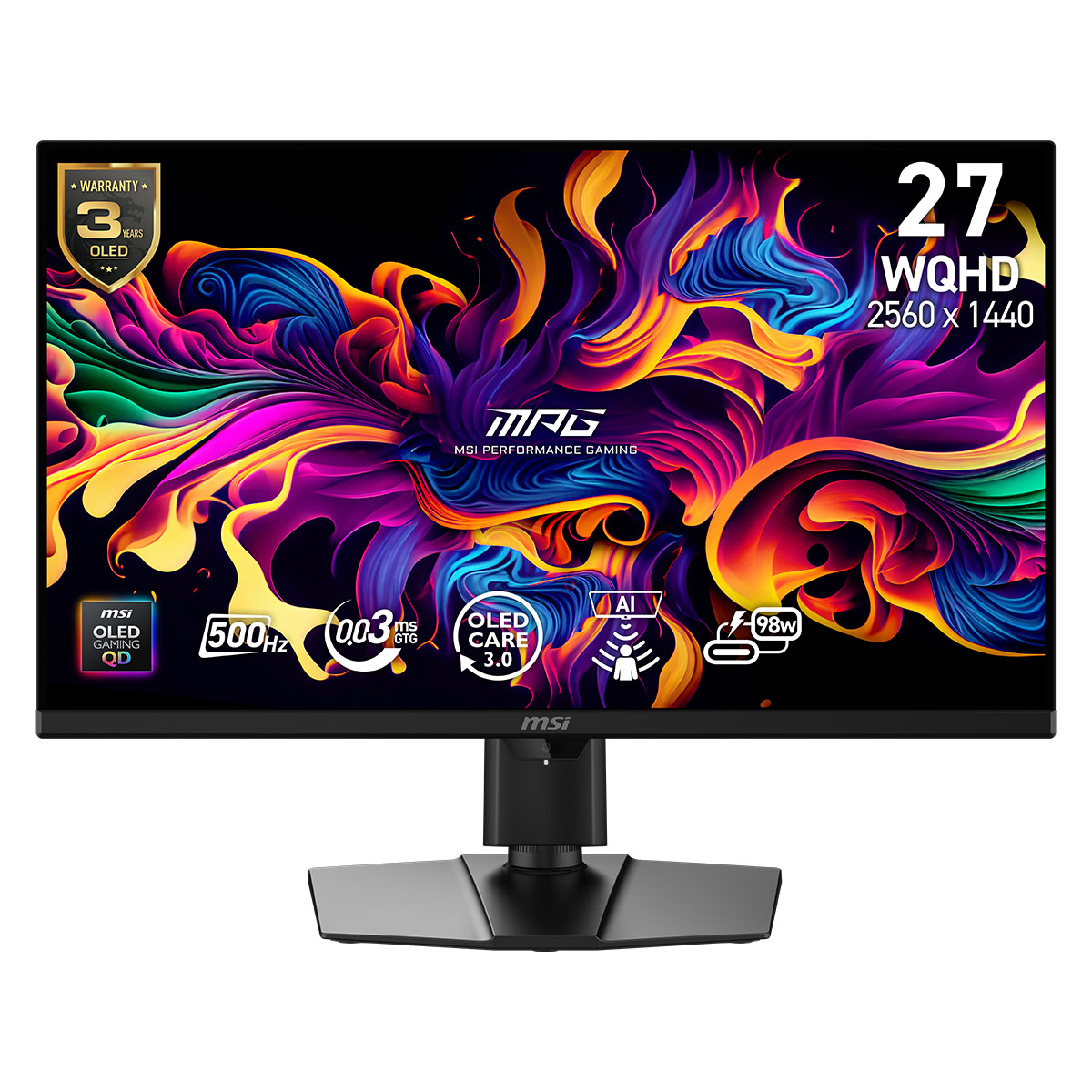 MSI 26.5 inc MPG 271QR QD-OLED X50 2560x1440 (WQHD) 16:9 FLAT QD-OLED 500HZ 0.03MS ADAPTIVE-SYNC GAMING MONITOR