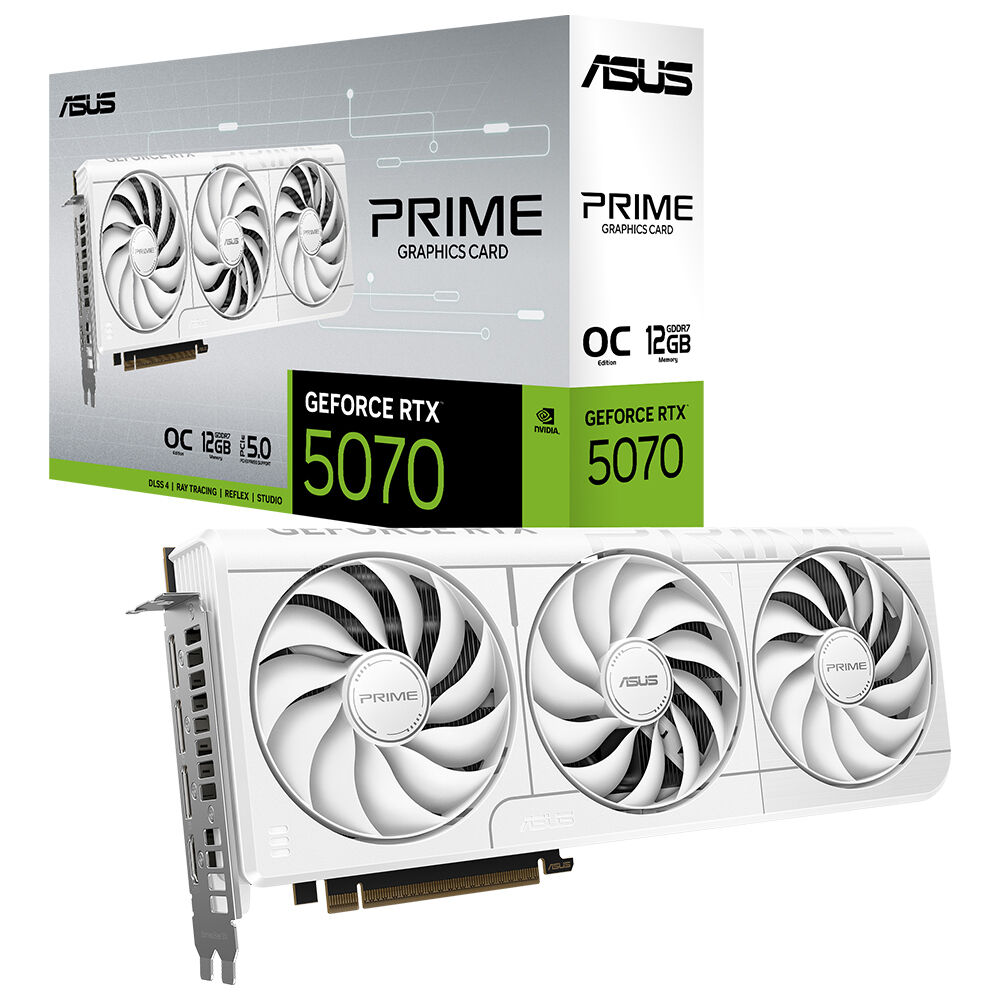 ASUS PRIME-RTX5070-O12G-WHITE-NVIDIA-GEFORCE-RTX 5070-12GB GDDR7-192bit--2xHDMI-3xDP-DLSS4 EKRAN KARTI