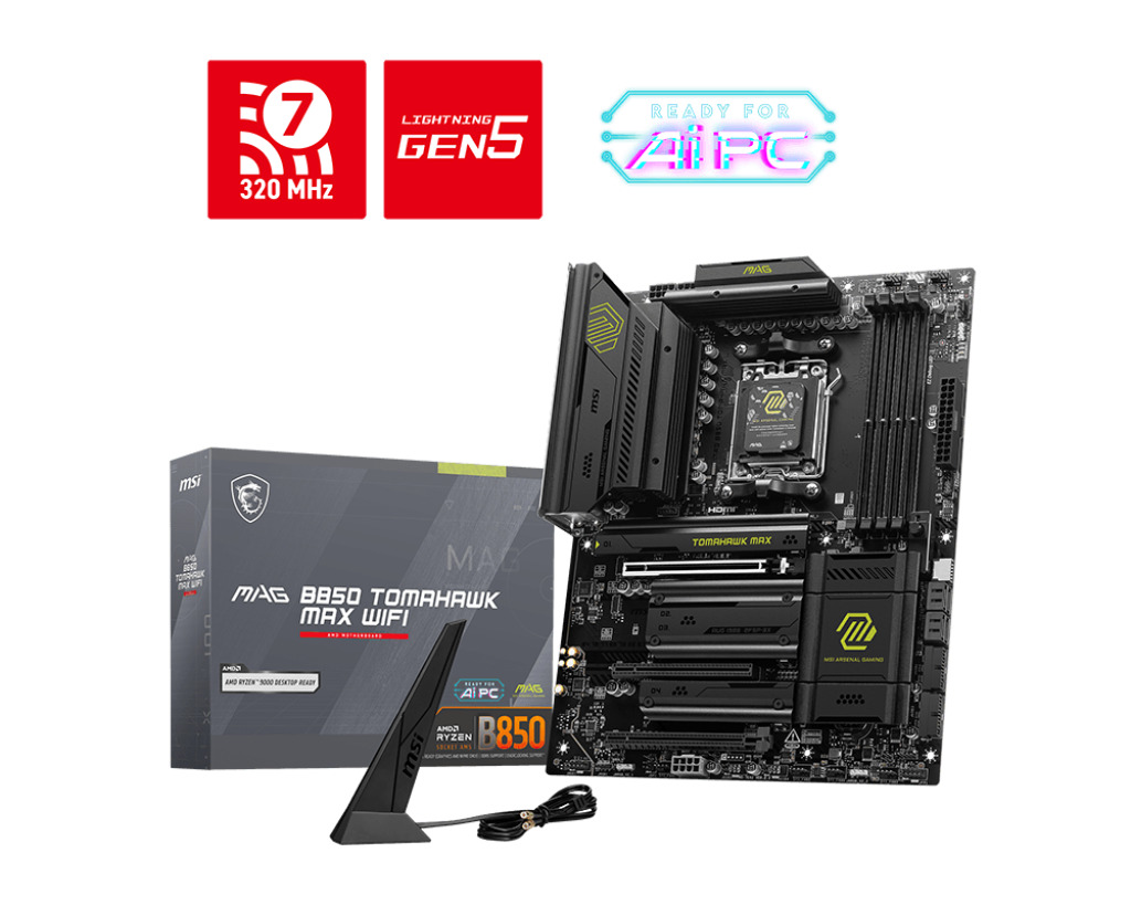 MSI MAG B850 TOMAHAWK MAX WIFI DDR5 8400MT/S 1XHDMI 4XM.2 ATX AM5 (AMD AM5 9000/ 8000/ 7000 SERİ İŞLEMCİ UYUMLU)