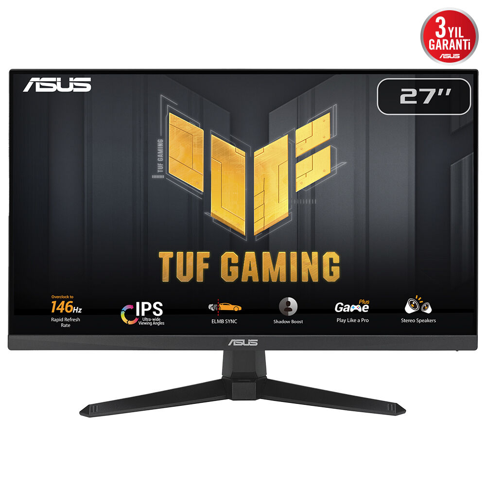 ASUS TUF GAMING VG279QE5A 27 inc Full HD(1920x1080), Overclock to 146Hz, IPS, ELMB Sync, 1ms Gaming Monitör