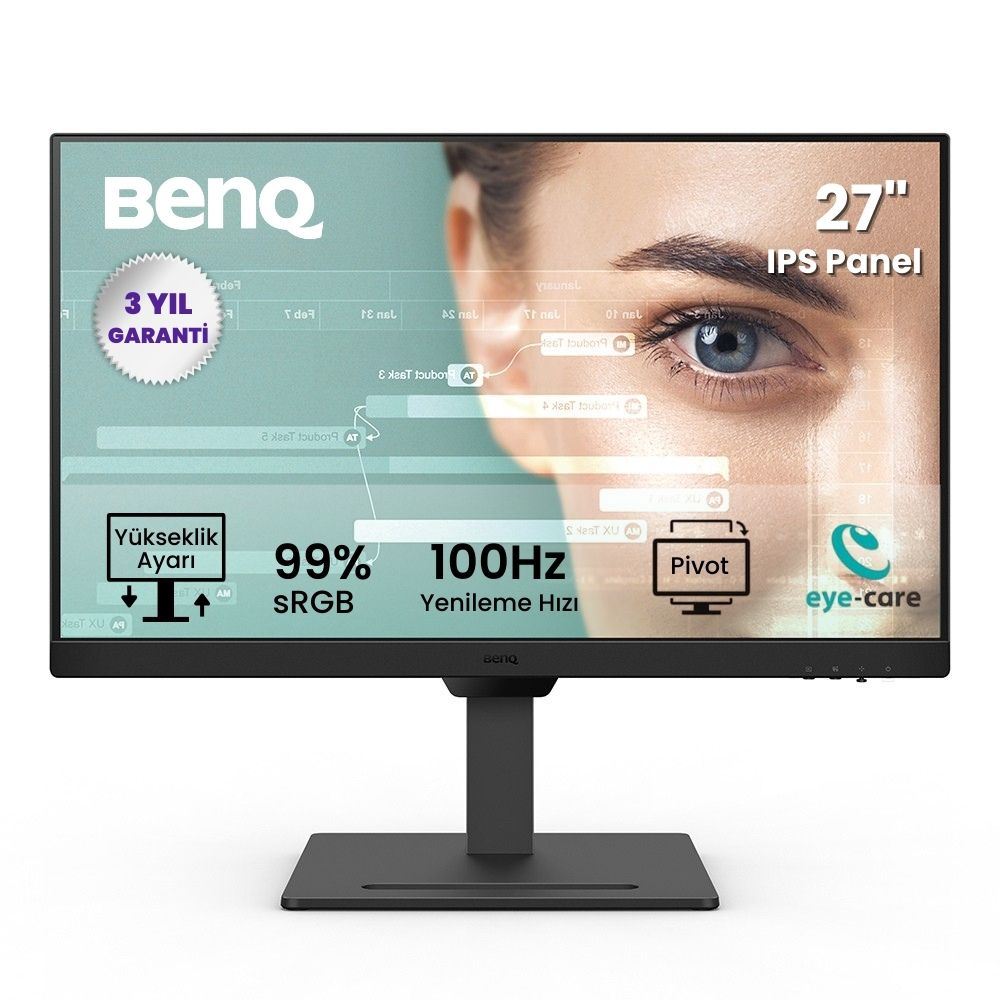BENQ GW2790T 27 inc IPS 100Hz HDMI+DP 2Wx2 Hoparlör Ergonomik Pivot Eye Care FHD Monitör