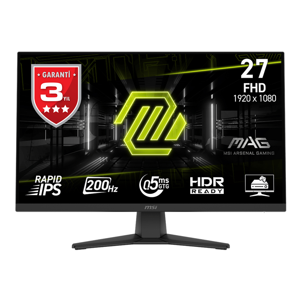 MSI 27 inc MAG 272F 1920x1080 (FHD) 16:9 FLAT RAPID IPS 200HZ 0.5MS (GTG) FREESYNC PREMIUM GAMING MONITOR