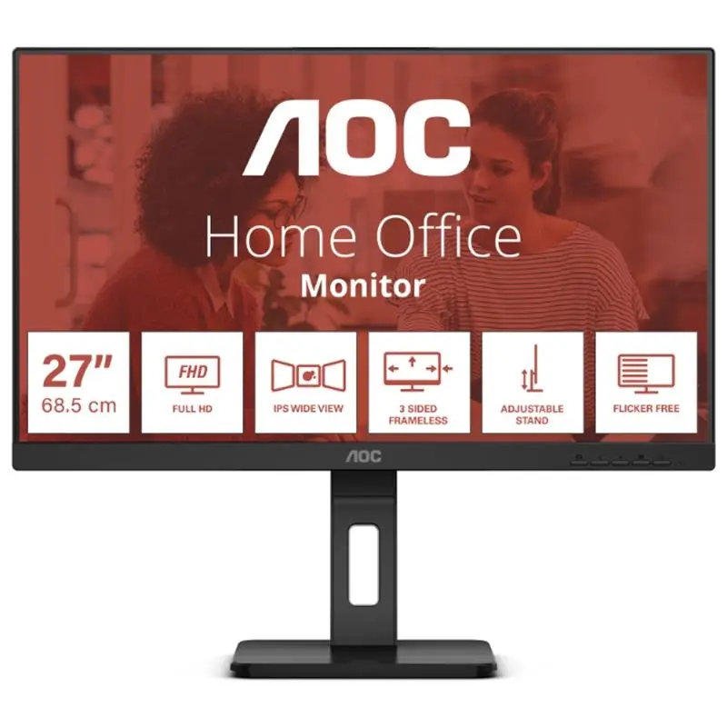 AOC 27E3QAF 27 inc IPS 4MS 75MHZ 1XVGA 1XHDMI 1XDP FHD 1920X1080 HOPARLÖR YÜKSEKLİK AYARI ÇERÇEVESİZ PIVOT VESA SİYAH