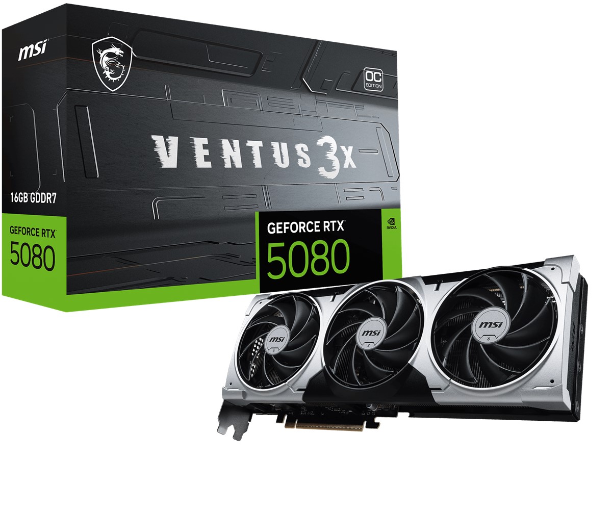 MSI VGA GEFORCE RTX 5080 16G VENTUS 3X OC PLUS RTX5080 16GB GDRR7 256 B DX12 PCIE 5.0 X16 (3XDP 1XHDMI)