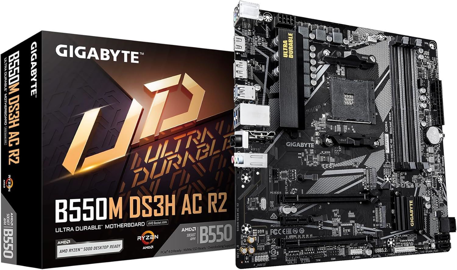 GIGABYTE B550M-DS3H-AC-R2 MAB AMD B550 AM4 DDR4 4733MHZ DVI WIFI Anakart