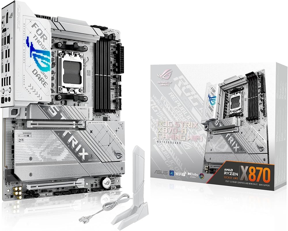 ASUS X870 MAX GAMING WIFI7 W AMD X870 AM5 DDR5 8000 HDMI 2xUSB4 3x M2 USB3.2 WiFi 7 + BT AURA RGB 5Gbit LAN ATX 12+2+1 Güç Aşamaları, Çift USB4, 3xM.2 slot, Advanced AI PC-Ready, Beyaz Tasarım