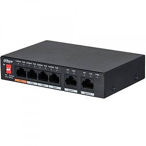 DAHUA PFS3006-4ET-60 4 PORT 10/100 + 2 PORT 10/100 UPLINK 60W POE METAL KASA SWITCH