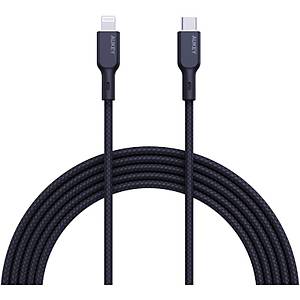 AUKEY CB-NCL1-BK NAYLON �RG�L� 3A 480MBPS TYPE-C LIGHTNING KABLOSU 1.8MT