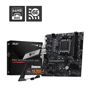 MSI PRO A620AM-G EVO WIFI AM5 DDR5 7200MHZ(OC) ARGB HDMI VGA 2XM.2 USB 5 GBPS 2.5G LAN WIFI 6E  MATX