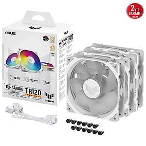 ASUS TUF TR120 REVERSE SO�UTUCU KASA RADYAT�R FANI TERS HAVA AKI�I ADRESLENEB�L�R ARGB 120MM 3 IN 1 BEYAZ