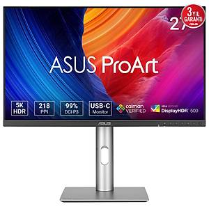 ASUS ProArt PA27JCV 27 5K IPS HDR500 5120 x 2880 5ms 60Hz 400cd DP HDMI USB-C Hoparl�r VESA 3YIL 99% DCI-P3 Calman Verified PD 96W Auto KVM Pivot MON�T�R