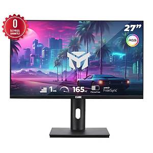 CUBE 27 inc PA-27V165F VA 1MS 165HZ 2XHDMI 2XDP 2K QHD 2560X1440 FREESYNC YUKSEKLIK AYARI VESA PIVOT RGB Siyah Gaming Monit�r