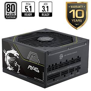 MSI PSU MAG A1200PLS PCIE5 1200W 80+ PLATINIUM ATX 3.1 PCIe 5.1 12V-2x6  POWER SUPPLY