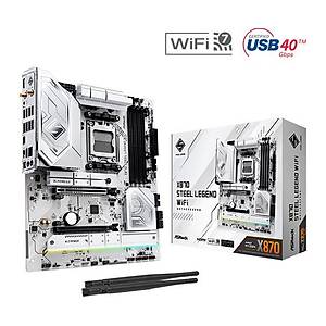 ASRock X870 Steel Legend WiFi AMD Ryzen 9000/8000/7000 Uyumlu DDR5 PCIe 5.0 Wi-Fi 7 ATX Anakart