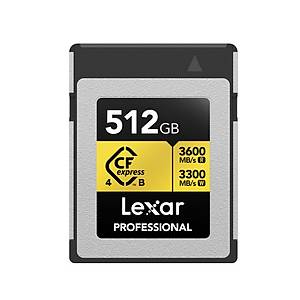 LEXAR 512GB LCXEXP4512G-RNENG CF-EXP PROFESSIONAL GOLD SERIES CFEXPRESS TYPE-B CARD UP TO 3600MB/S READ 3300MB/S WRITE