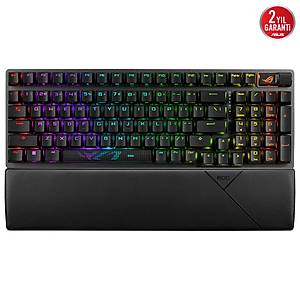 ASUS ROG STRIX SCOPE II 96 WL/NX SNOW/ABS/TR WIRELESS OYUNCU KLAVYES� 3 FARKLI BA�LANTI T�RK�E TU� D�Z�L�M� (2.4GHz RF, BLUETOOTH, KABLOLU) ROG NX SNOW MEKAN�K SWITCH AURA SYNC RGB VE B�LEK DESTE��