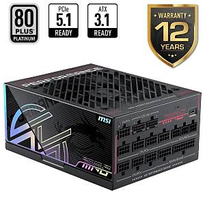 MSI PSU MPG AI1300TS PCIE5 1300W 80+ TITANIUM ATX 3.1 PCIe 5.1 2X 12V-2x6 POWER SUPPLY
