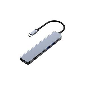 FRISBY FA-7684C Type-C - 7 in1 USB-C+HDMI+SD/TF+USB3.0+PD+USB-C