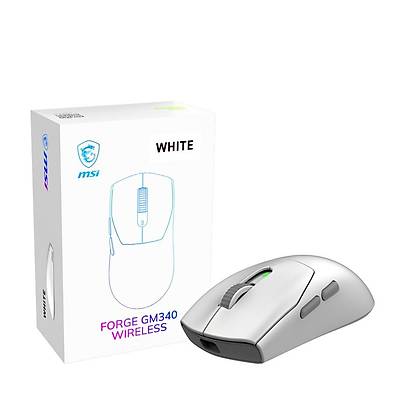 MSI GG FORGE GM340 W WHITE GAMING MOUSE MAX 12000 DPI 57GR KABLOSUZ OPTIK SENSOR OYUNCU FARESI