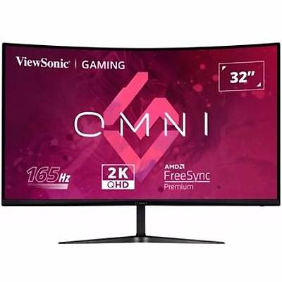 VIEWSONIC VX3218C-2K GAMING MONITOR 3 1ms 165Hz VA 2560x1440 2K 250 HDMI DP 16:9 80M:1 16.7M HOPARLOR 3 KENAR CERCEVESIZ 1500R KAVIS FREESYNC PREMIUM FLICKER FREE MAVI ISIK FILTRESI TILT VESA