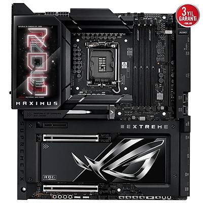 ASUS MB ROG MAXIMUS Z890 EXTREME INTEL Z890 LGA1851 DDR5 8800 HDMI 2XTHUNDERBOLT 5 6X M2 USB3.2 WIFI 7 + BT AURA RGB 10GBT + 2.5GBIT LAN ATX 24+1+2+2 G AAMALARI THUNDERBOLT 5 LCD EKRAN