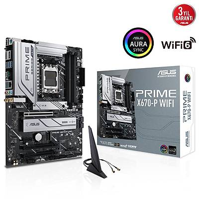 ASUS PRIME X670-P WIFI AMD X670 AM5 DDR5 6400 DP HDMI 3X M2 USB3.2 AX WF + BT AURA RGB 2.5GBT LAN ATX 128GBA KADAR RAM DESTE ASUS 5X PROTECTION III