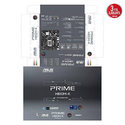 ASUS PRIME H810M-K INTEL H810 LGA1851 DDR5 6400 HDMI VGA M2 USB3.2 AURA RGB MATX 6+1+1+1 G�� A�AMALARI 1 X USB 5GBPS USB TYPE-C BA�LI�I READY FOR ADVANCED AI PC