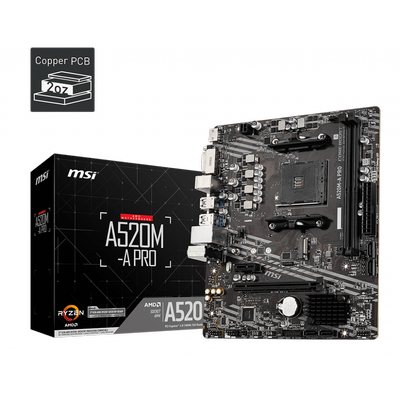 MSI A520M-A PRO DDR4 3200MHZ 1XHDMI 1XDVI 1XM.2 USB 3.2 MATX AM4