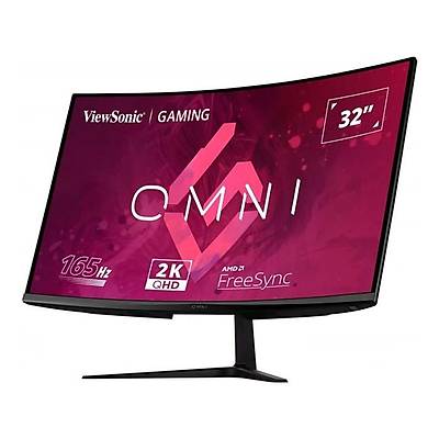 VIEWSONIC VX3218C-2K GAMING MONITOR 3 1ms 165Hz VA 2560x1440 2K 250 HDMI DP 16:9 80M:1 16.7M HOPARLOR 3 KENAR CERCEVESIZ 1500R KAVIS FREESYNC PREMIUM FLICKER FREE MAVI ISIK FILTRESI TILT VESA