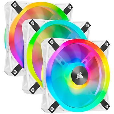 Corsair CO-9050104-WW QL120 RGB 120 mm Drt RGB Renk Dngl Beyaz PWM Fan, Lighting Node CORE Kontrolc le Birlikte, 3'l Paket