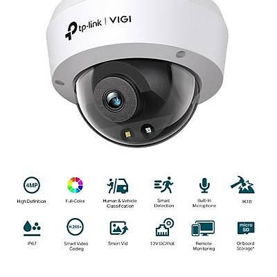 TP-LINK VIGI C240 4MP 4MM LENS 30 METRE 7/24 FULL COLOR �NSAN/ARA� ALGILAMA DAH�L� M�KROFON DOME KAMERA