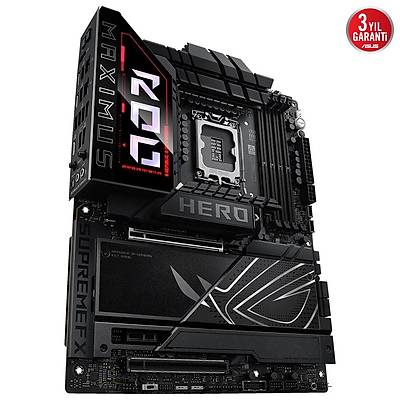 ASUS MB ROG MAXIMUS Z890 HERO INTEL Z890 LGA1851 DDR5 8800 HDMI 2XUSB4 6X M2 USB3.2 WIFI 7 + BT AURA RGB 5GBT + 2.5GBT LAN ATX 22+1+2+2 G AAMALARI THUNDERBOLT 4 NITROPATH DRAM TEKNOLOJS AI OVERCLOCKING