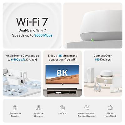 TP-LINK DECO-BE22-2P BE3600 Whole Home Mesh WiFi 7 System 2Pack