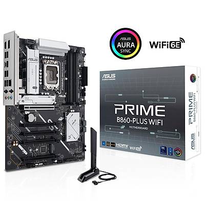 ASUS PRIME B860 PLUS WIFI Intel B860 LGA1851 DDR5 8200 DP HDMI 2x M2 USB32 Gen 2x2 WiFi 6E + BT AURA RGB 2.5Gbit LAN ATX 8+1+1 G�� A�amalar� 1xGen5 M.2 Ready for Advanced AI PC