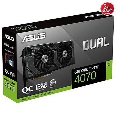 ASUS GEFORCE DUAL RTX4070 O12G 12GB GDDR6X 256Bit 1875 MHz OC OC 2xHDMI 3xDP RGB EKRAN KARTI
