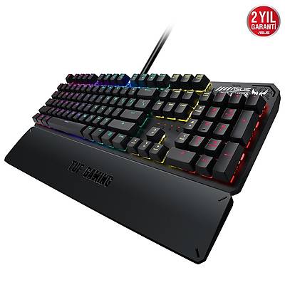 ASUS TUF GAMING K5 AURA SYNC RGB OPTK MEKANK OYUNCU KLAVYE TRKE TU DZLM BLEK DESTE SUYA VE TOZA DAYANIKLI RED SWITCH