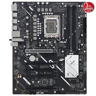ASUS PRIME B860 PLUS WIFI Intel B860 LGA1851 DDR5 8200 DP HDMI 2x M2 USB32 Gen 2x2 WiFi 6E + BT AURA RGB 2.5Gbit LAN ATX 8+1+1 G�� A�amalar� 1xGen5 M.2 Ready for Advanced AI PC