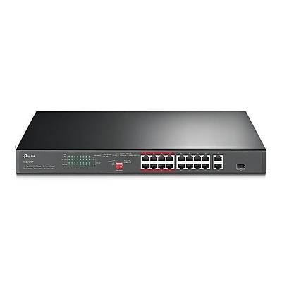 TP-LINK TL-SL1218P 16-Port 10/100 Mbps + 2-Port Gigabit Rackmount  Switch with 16-Port PoE+